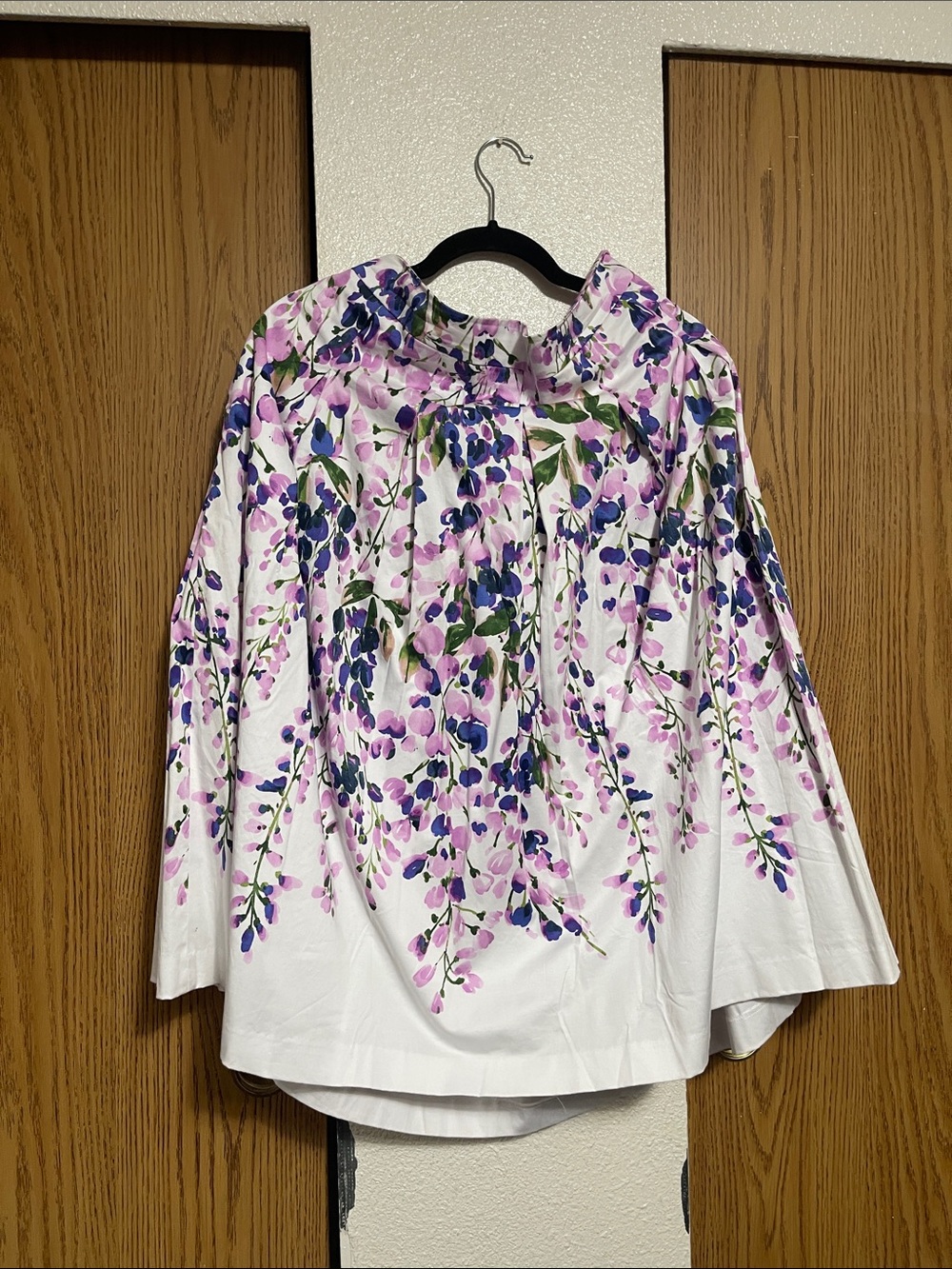 Talbots White A-Line Skirt with Pink and Purple Floral Cascade #4